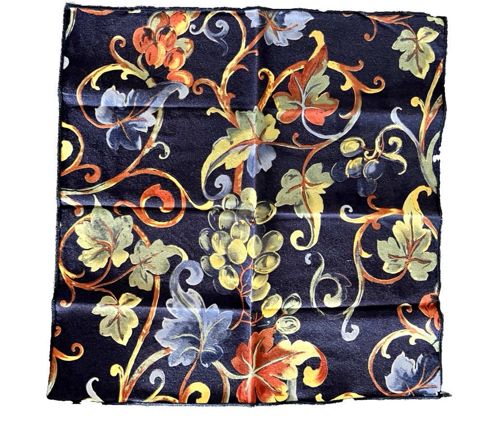 Grape Design Cotton Napkins Navy Blue Bright Colors Set of 6 Vintage